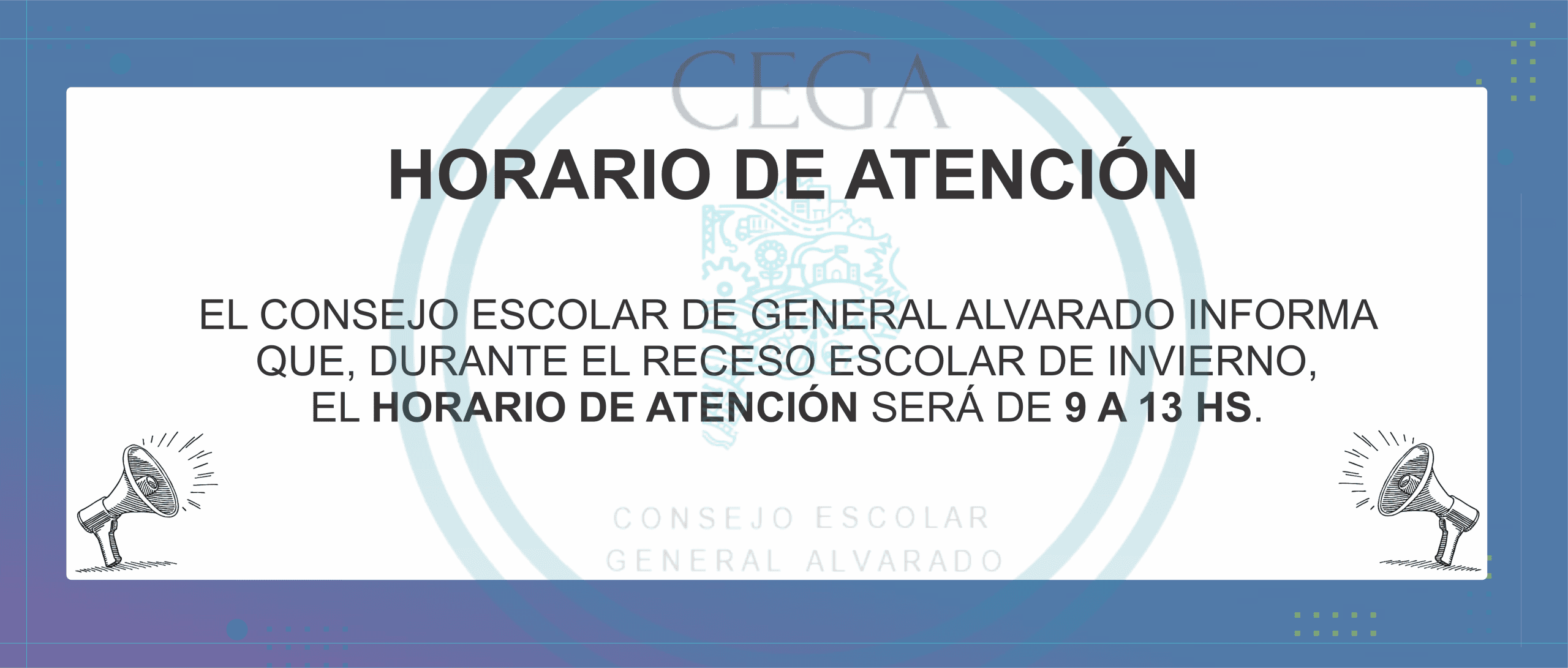 Horario receso de invierno